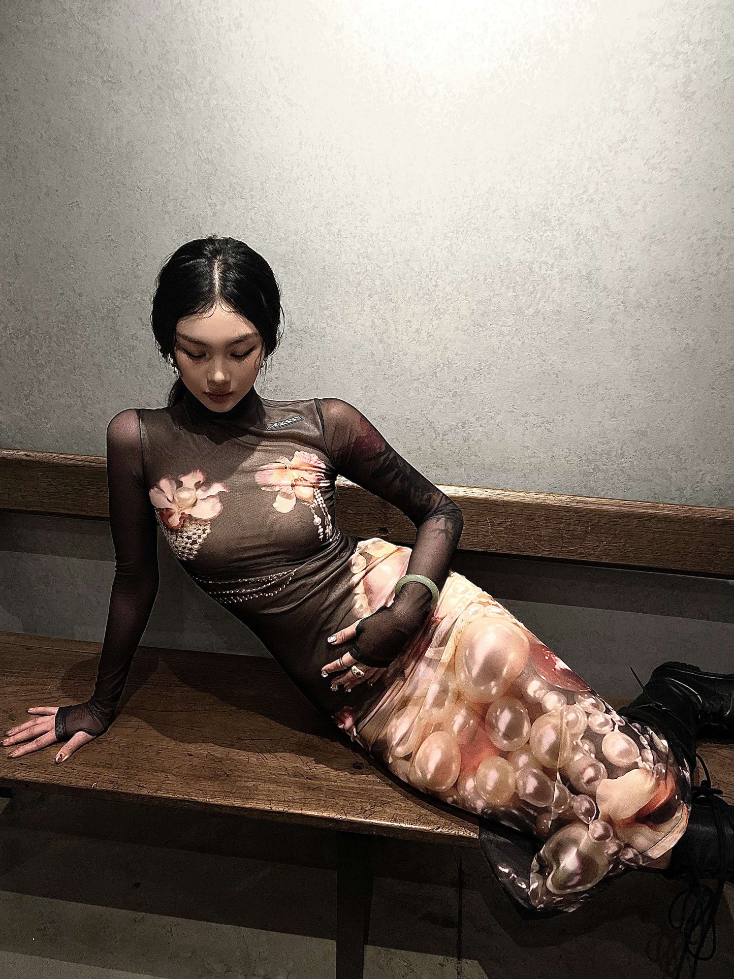 Pearl Printing Dress