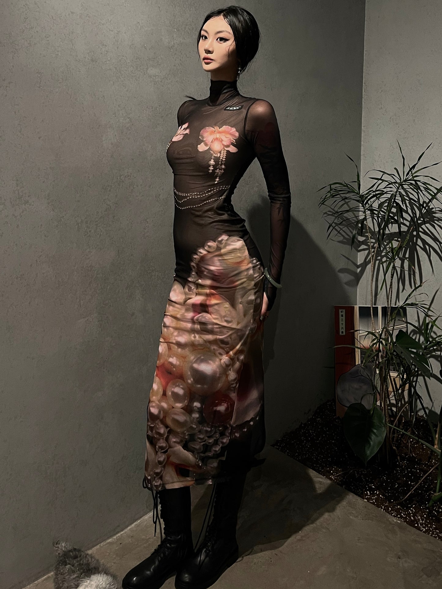 Pearl Printing Dress