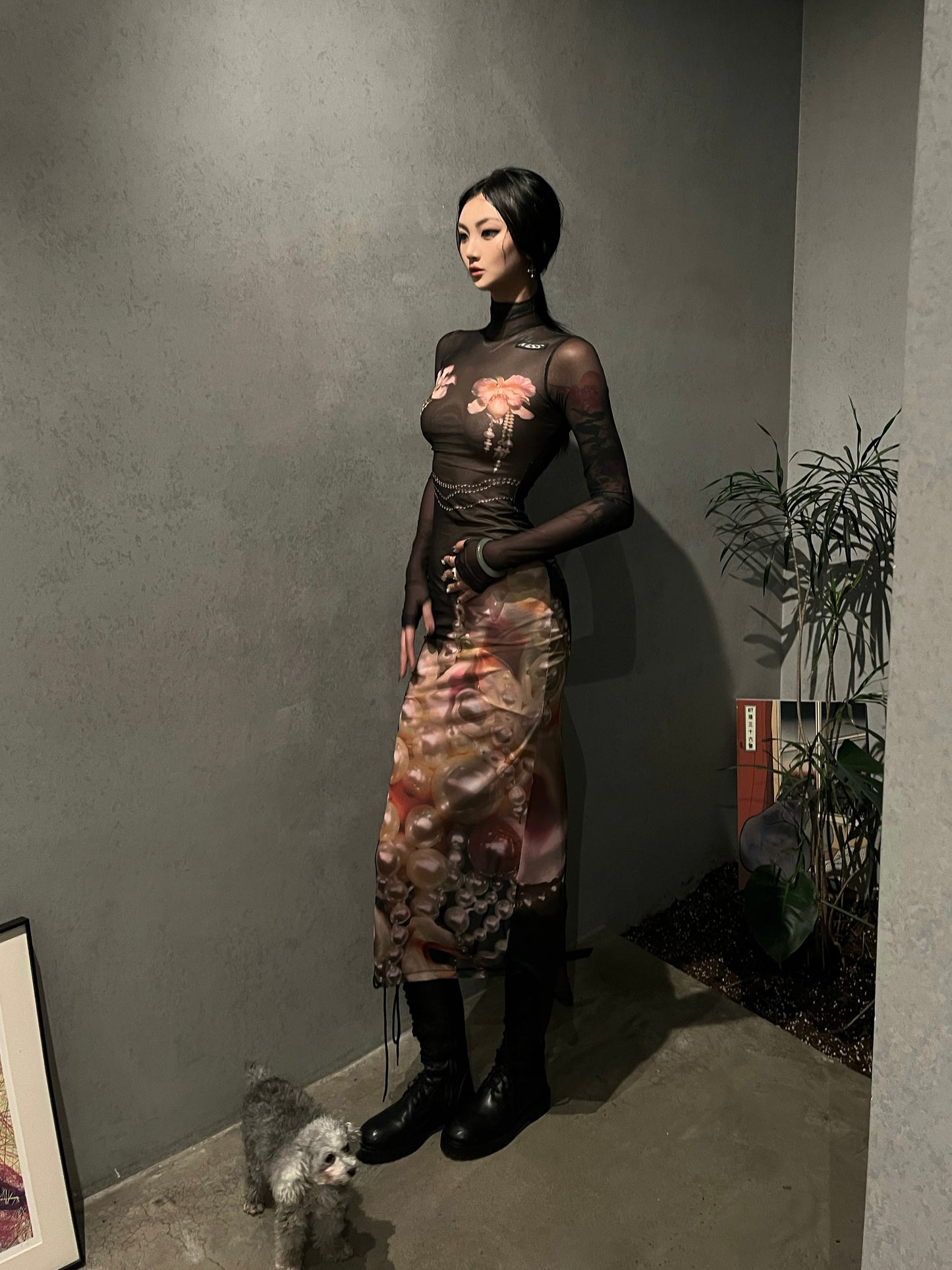 Pearl Printing Dress